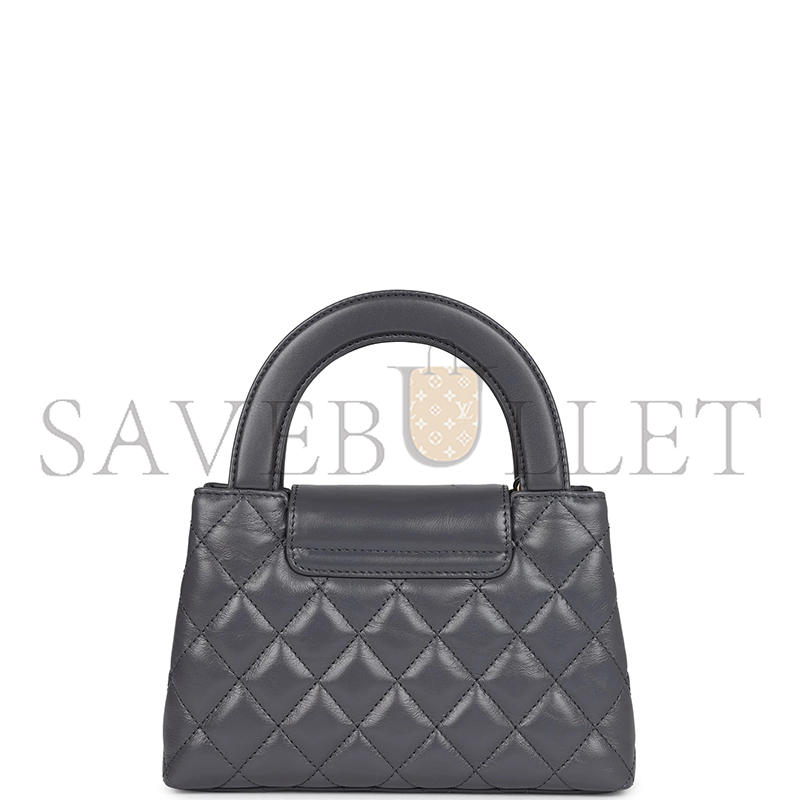Ch*el master grey quilted calfskin mini kelly brushed gold hardware as4416 (19*13*7cm)